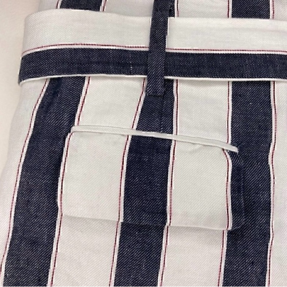 💵FRAME Denim Navy Bold Stripe Linen Belted Short Size 0